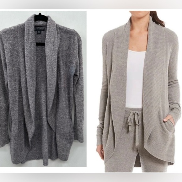 BAREFOOT DREAMS Circle Soft cozy oversized fold over #452 grey cardigan.  XS/S - Picture 1 of 11